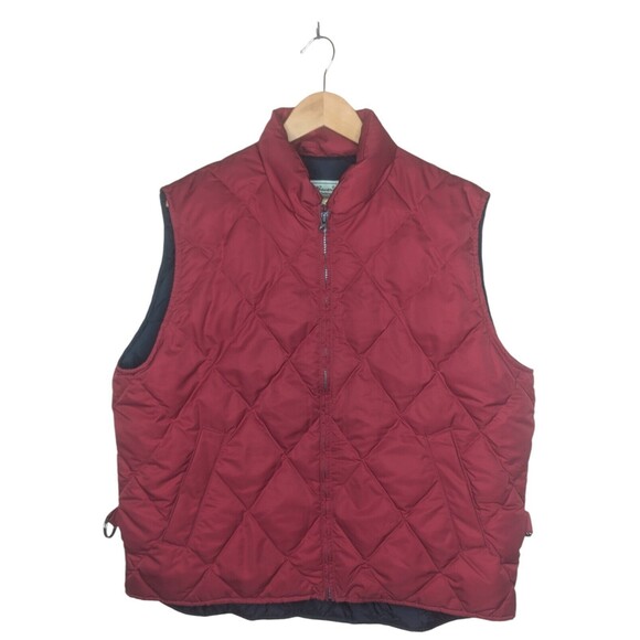 Eddie Bauer Women's Size XL Quilted Red Full Zip Goose Down Zip Up Puffer Vest - Picture 1 of 5